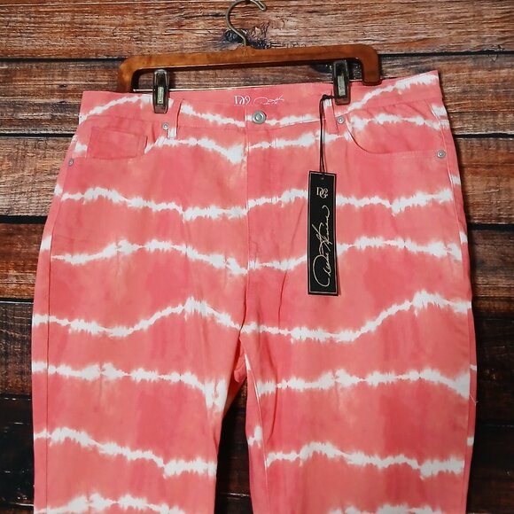 NWT DG2 Diane Gilman Pants Plus Size 18 W Pink Tie Dye Slim Stretch - Picture 4 of 10